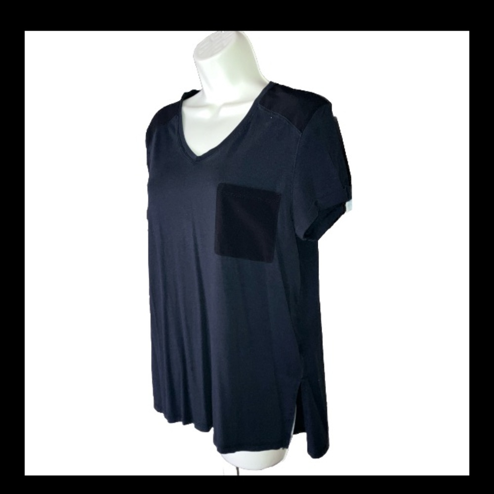 WARRIOR by Danica Patrick Mesh Shoulder Athleisure Boyfriend Pocket Tee Black M
